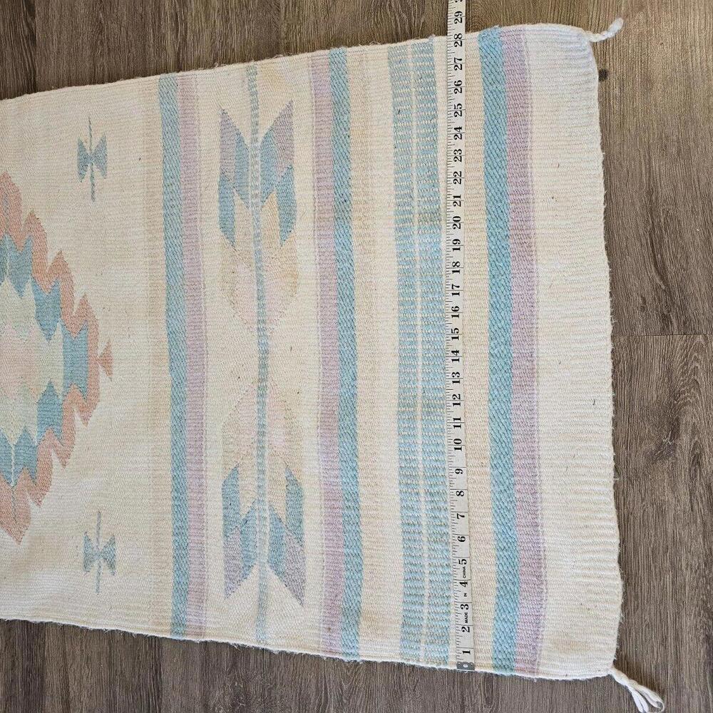 Vintage Southwest Made In Mexico Woven Rug Wall Hanging Tapestry 62"x28" - Picture 12 of 15